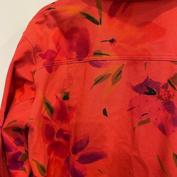 Chicos Denim Floral Jacket - Picture 10 of 13